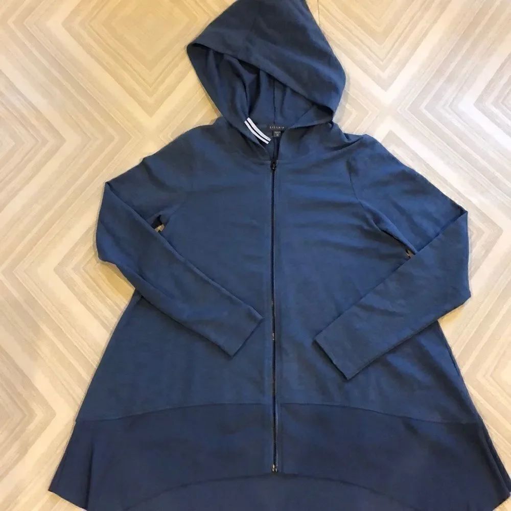 Lilla P Blue Zip-up Hooded Blue Sweatshirt